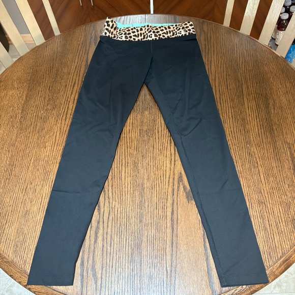 Y2K Victoria Secret Pink Cheetah Print & Teal Reversible Yoga Pant Leggings Med - Picture 1 of 10